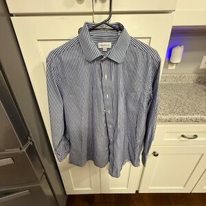 Tommy Bahama Blue and White Striped Men's Dress Shirt